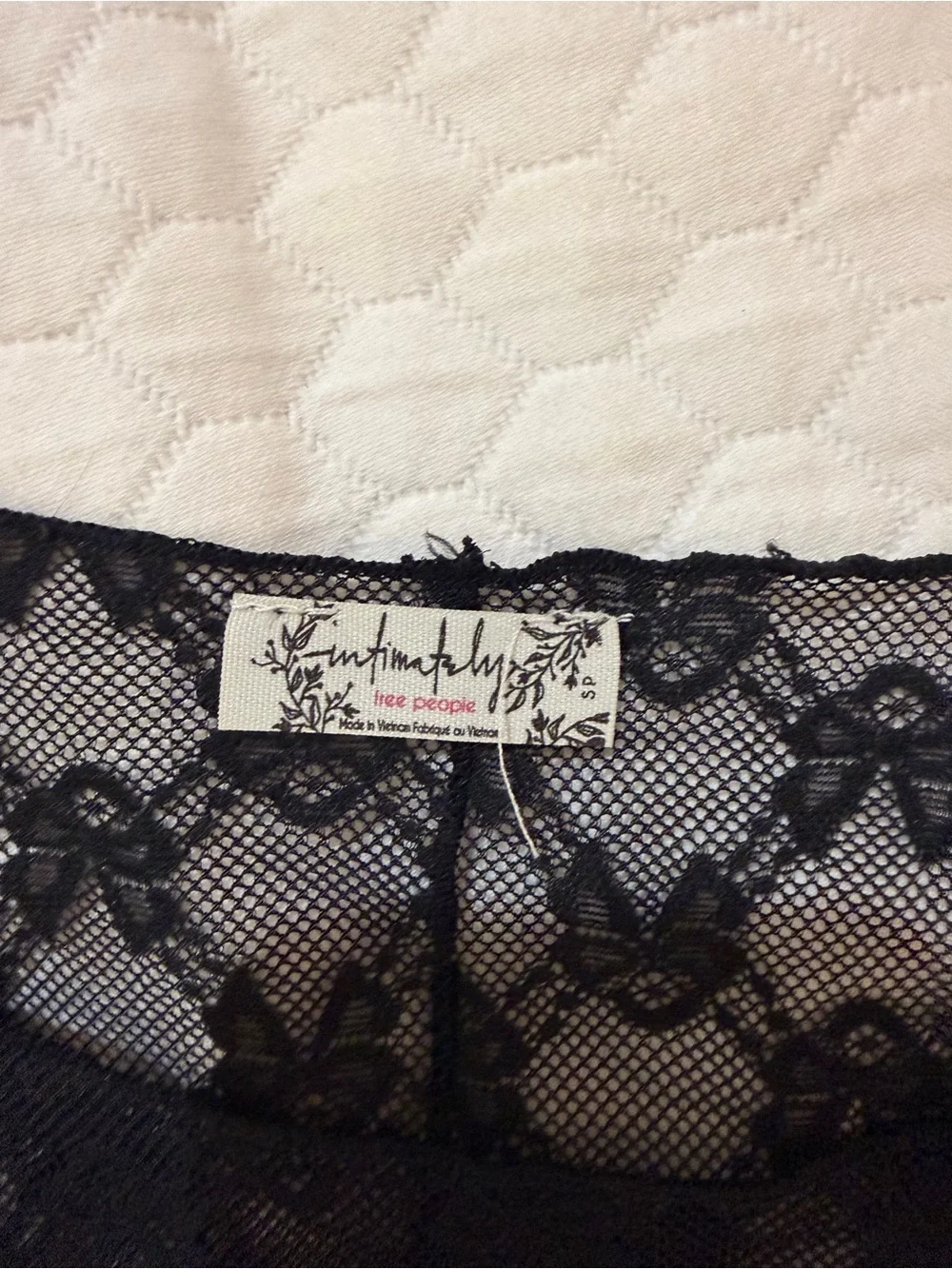 Free People Black Lace Long-Sleeve Sheer Blouse with Bow Pattern